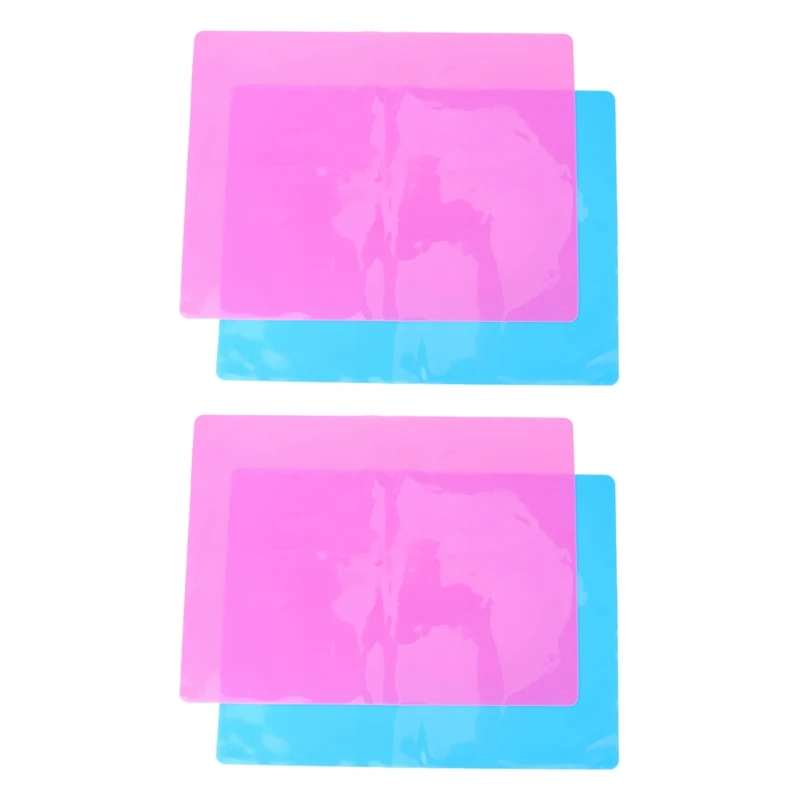

4 Pack A3 Extra Large Silicone Sheet For Crafts Jewelry Casting Molds Mat, Food Grade Silicone Placemat,Blue & Pink