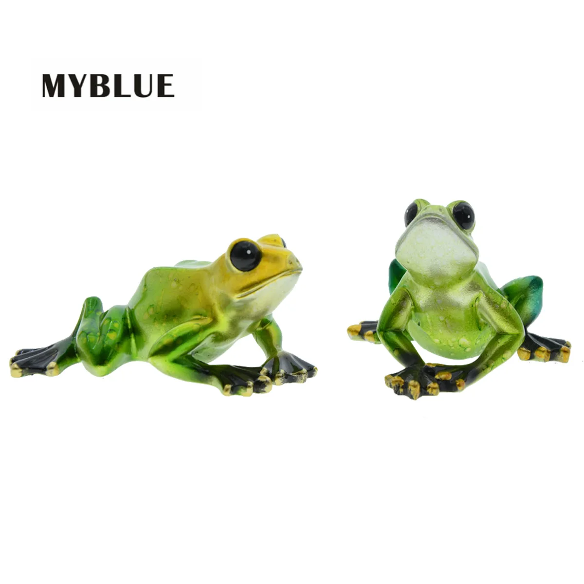 MYBLUE 2 Pcs/Set Cute Creative Frog Figurine Miniature For Fairy Garden Pool and Aquarium Fish Tank Decoration Ornaments