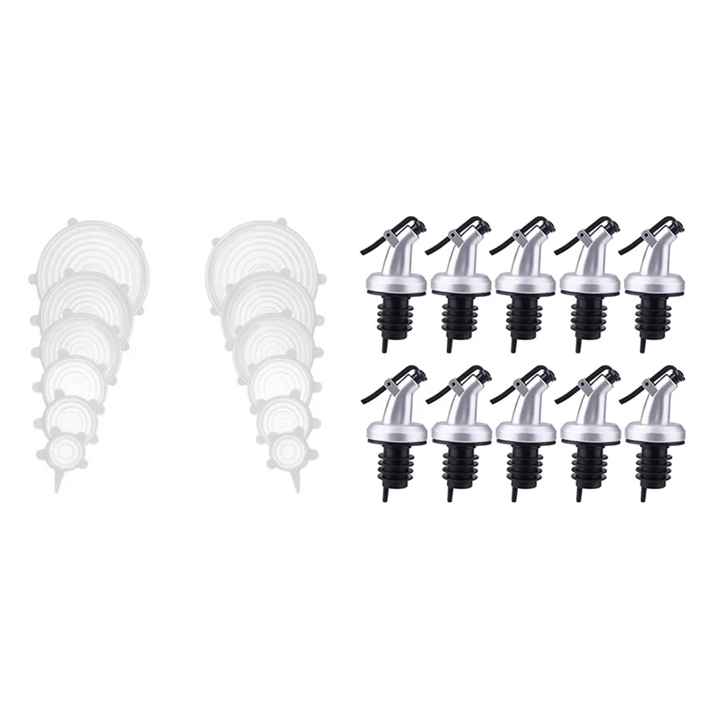 

12Pc White Silicone Elastic Cover Universal Cover With Olive Oil Leakproof Spouts Wine Dispenser Pourer Kitchen Tools