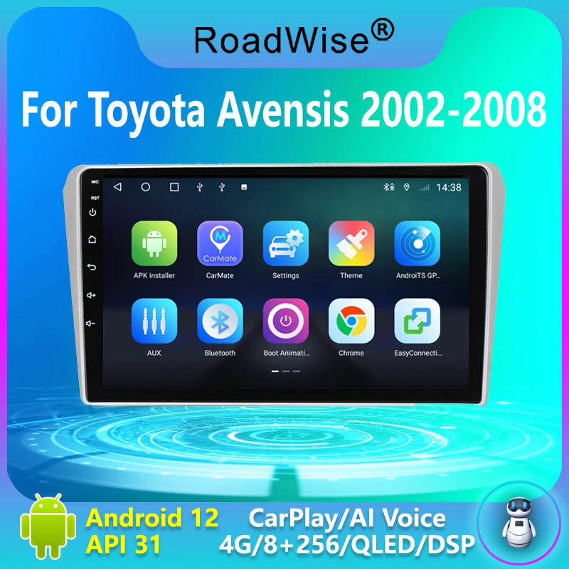 

Roadwise 8 + 256 Android 12 для Toyota Avensis T25 2002 - 2008 автомобильное радио мультимедиа 4G Carplay GPS DSP BT DVD 2Din стерео головное устройство