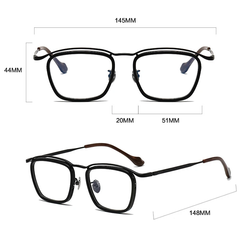 Оправа для очков Мужская/женская из чистого титана винтажная квадратная