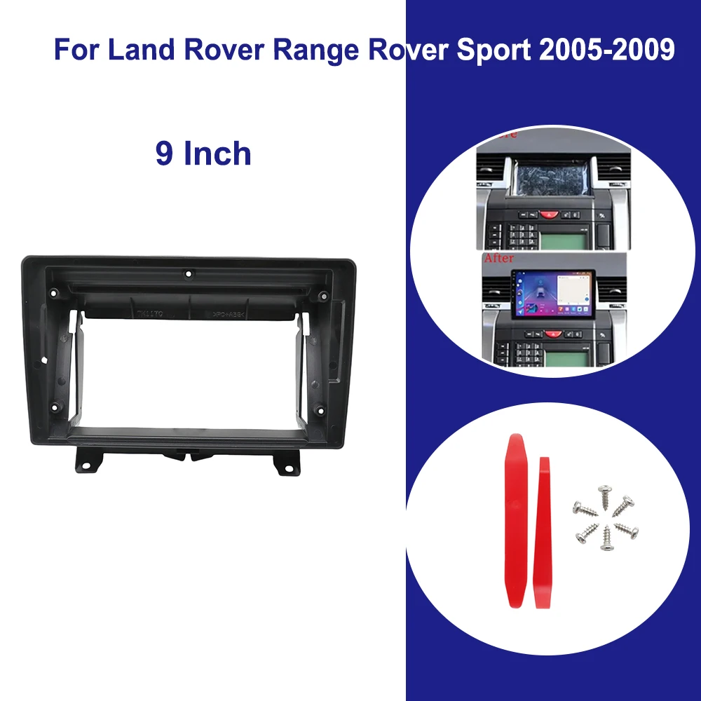 

9-дюймовый автомобильный каркасный адаптер, Android-радио, комплект панели для крепления приборной панели для Land Rover Range Rover Sport 2005-2009, жгут проводов для кабельных компакт-дисков