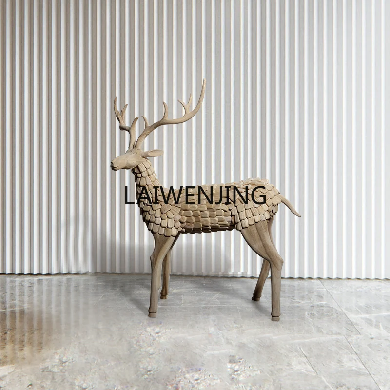 LYN вестибюль отеля дерево искусство олень большая резьба по дереву творческое