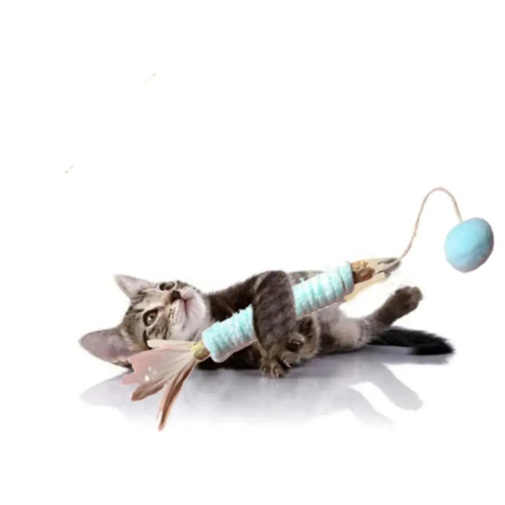 

With Feather Cat Snacks Sticks Natural Silvervine Catnip Cat Chew Stick Cotton Rope Candy Color Cat Interactive Toy