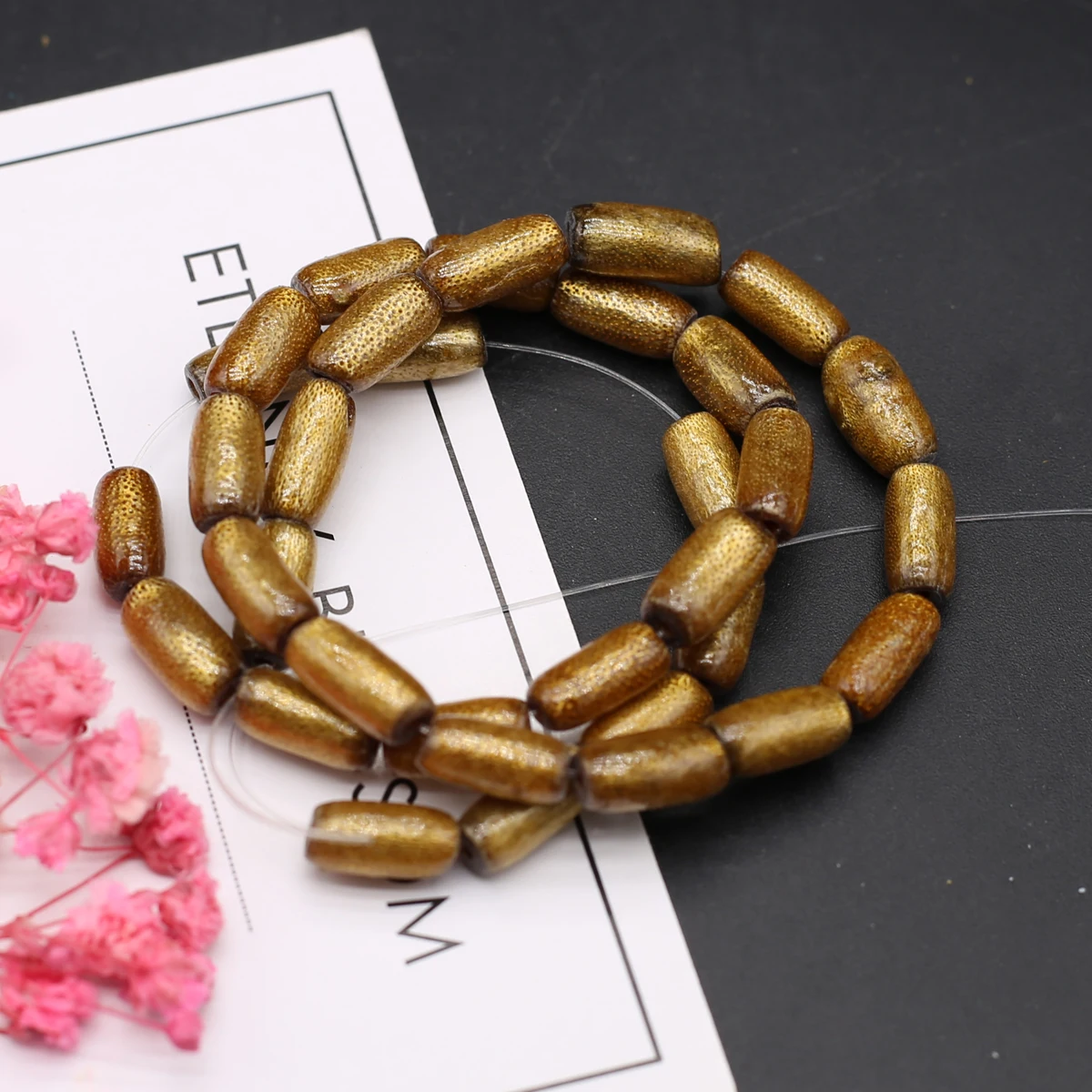 

5x11mm Natural Coral Spacer Beads Cylindrical Golden Coral Beads for Making DIY Jewelry Necklace Bracelet Accessories Findings