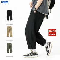mens clothing casual sport pants 100 cotton loose foot button design streetwear fashion man cargo pants new spring autumn