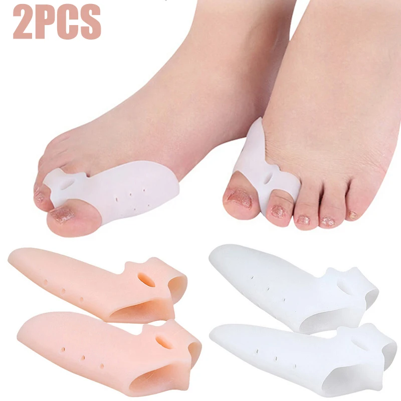 

2Pcs Silicone Gel Foot Fingers Two Hole Toe Separator Thumb Valgus Protector Bunion Adjuster Hallux Valgus Guard Feet Care