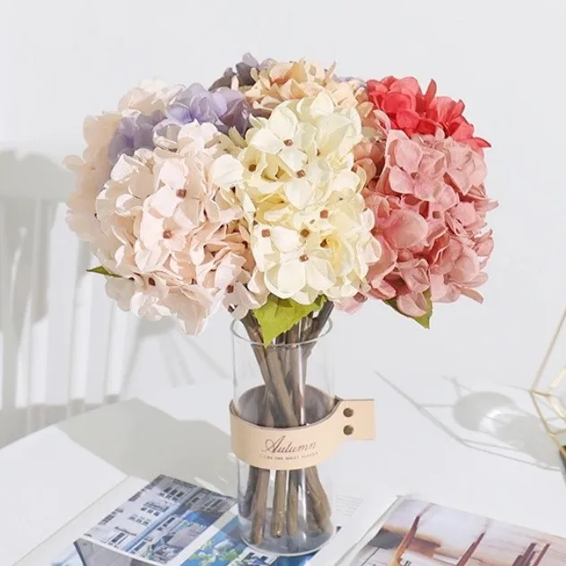

Artificial Silk Hydrangea Single Bouquet DIY Simulation Flowers Bride Wedding Decoration Home Furnishings Fake Flowers