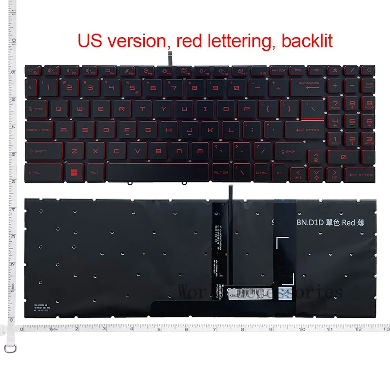 

US/RU Keyboard for MSI Crosshair 15 15-A11U 15-B12U B12UEZ GF66 MS-1582 GF76 GL76 GL66 MS-17L1 MS-17H3 V203222CK1 Backlit
