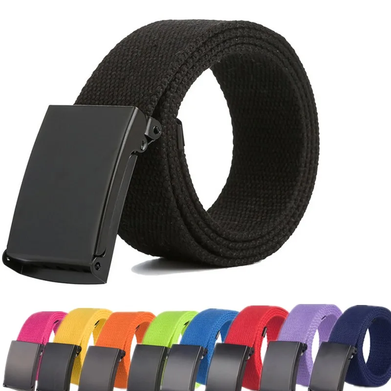 Womens Mens Nylon Webbing Belt Canvas Casual Fabric Tactical Belt High Quality Accessories Military Jeans Army Waist Strap 120cm