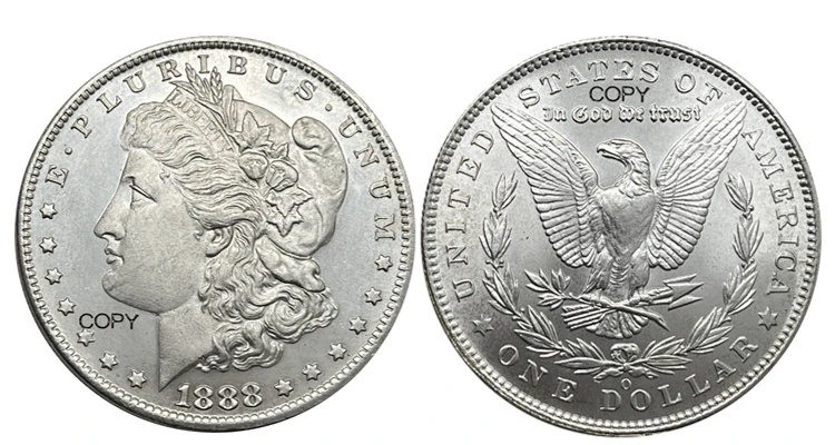 

Посеребренная копия монеты Morgan 1 доллар 1888 года