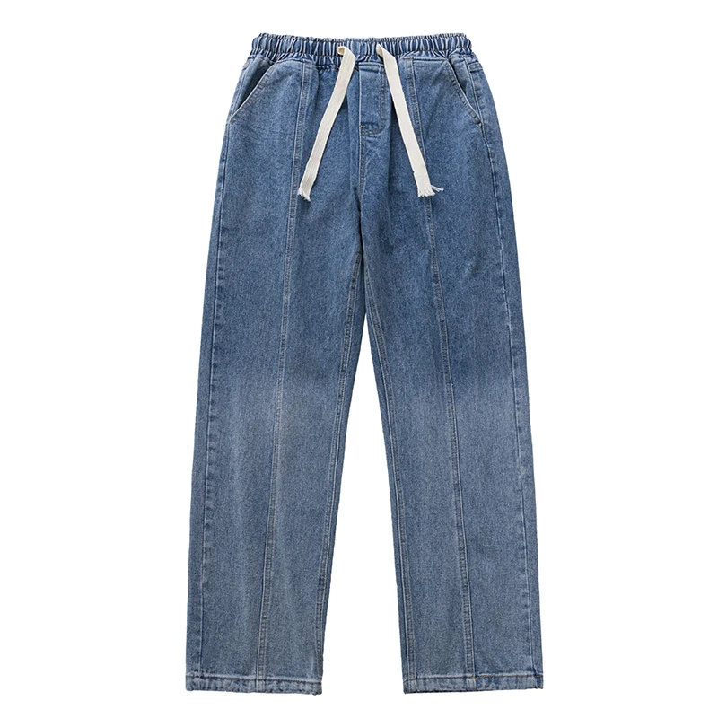 Blue Black Baggy Jeans Men Fashion Retro Gradient Jeans Men Japanese Streetwear Hip-hop Loose Straight Denim Pants Mens Trousers