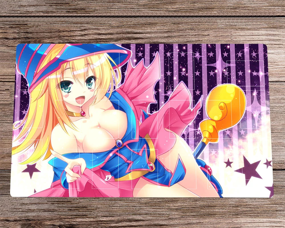 

Игровой коврик YuGiOh TCG, темно-Волшебная девушка, игровой коврик для торговых карт, зоны и свободная сумка, Противоскользящий коврик для мыши ...