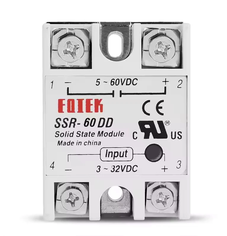 Однофазное твердотельное реле SINOTIMER SSR-60DD/SSR-80DD/SSR-100DD для постоянного тока 3-32В до 5-60В