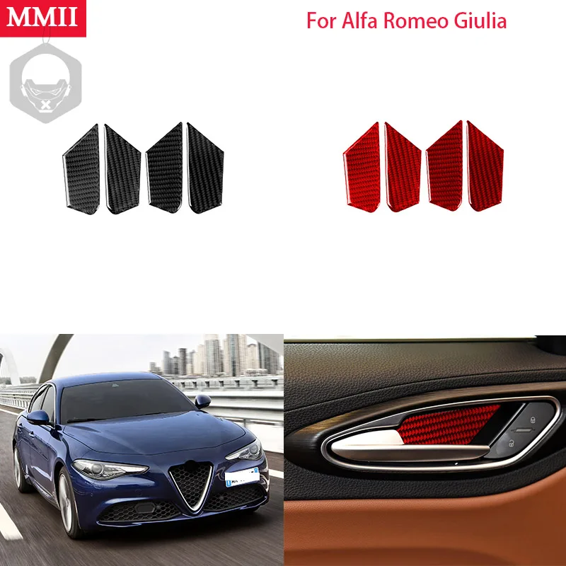 

RRX Carbon Fiber Interiors for Alfa Romeo Giulia 2017-2019 Inner Door Handle Bowls Decoration Cover Trim Stickers Car Accessory