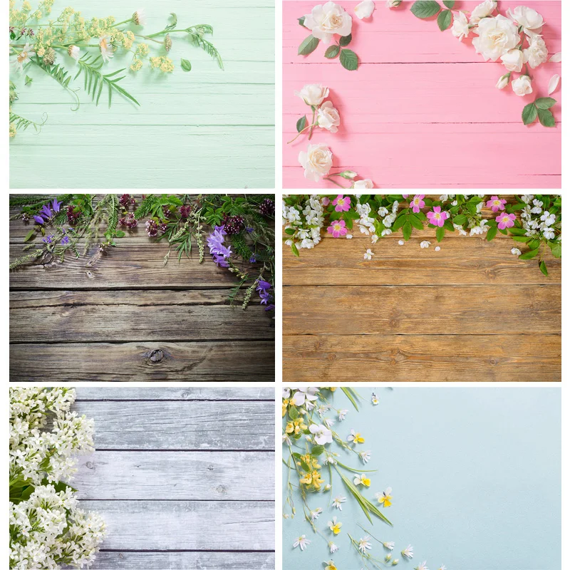 

Vinyl Custom Photography Backdrops Props Flower Wood Planks Photo Studio Background 2183 KLZ-21