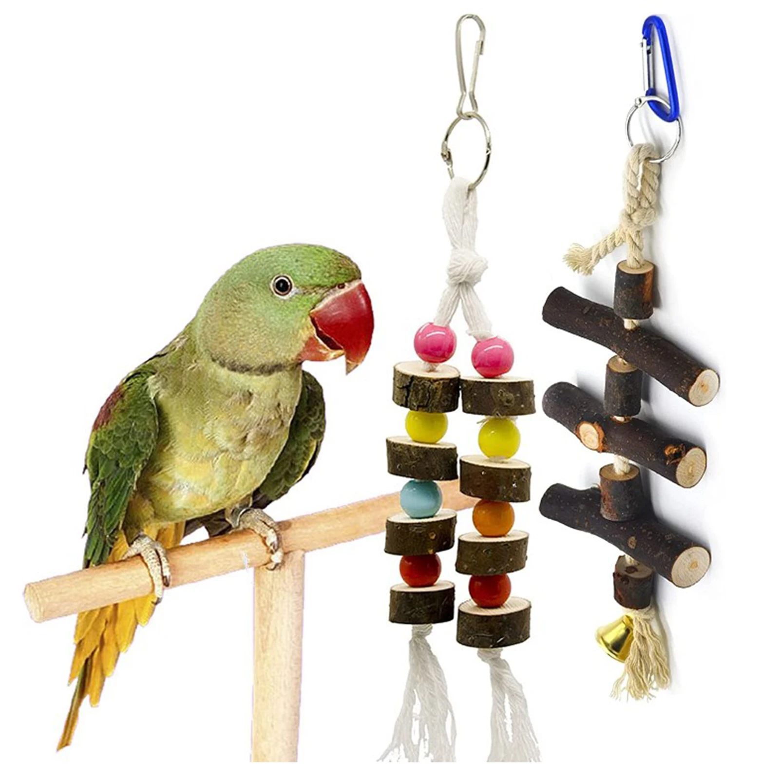 

7 Pieces Bird Toys For Parakeets Colorful Parrots Bite Toys Wooden Parrots Toys Accessories For Small Medium Parakeets Parrots
