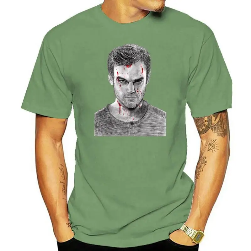 

Summer Men's T-shirt Dexter Morgan Hand Drawing Awesome Artwork Printed Tshirt Cool Tees Tops Youth Harajuku Streetwear