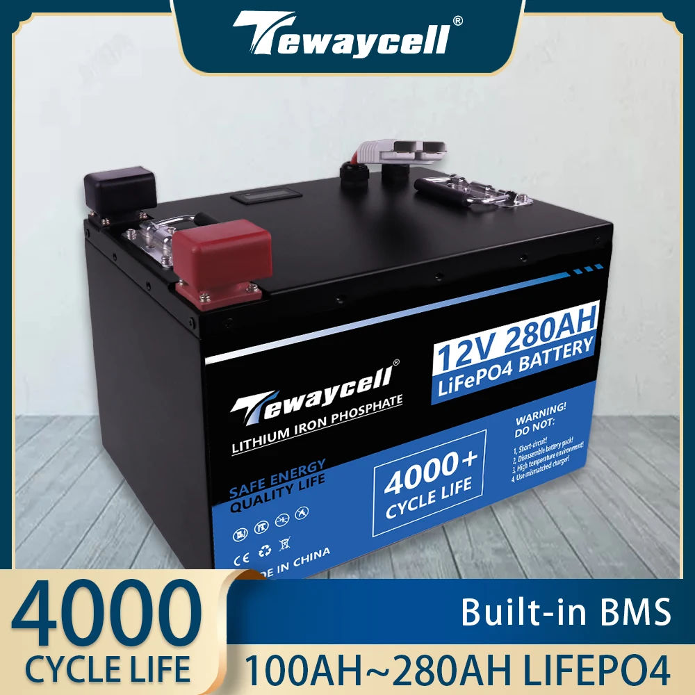 

12V 100ah 150ah 200AH 280Ah LiFePO4 Battery Pack Lithium Iron Phosphate Built-in BMS Solar Power System RV Motor EU US Tax Free