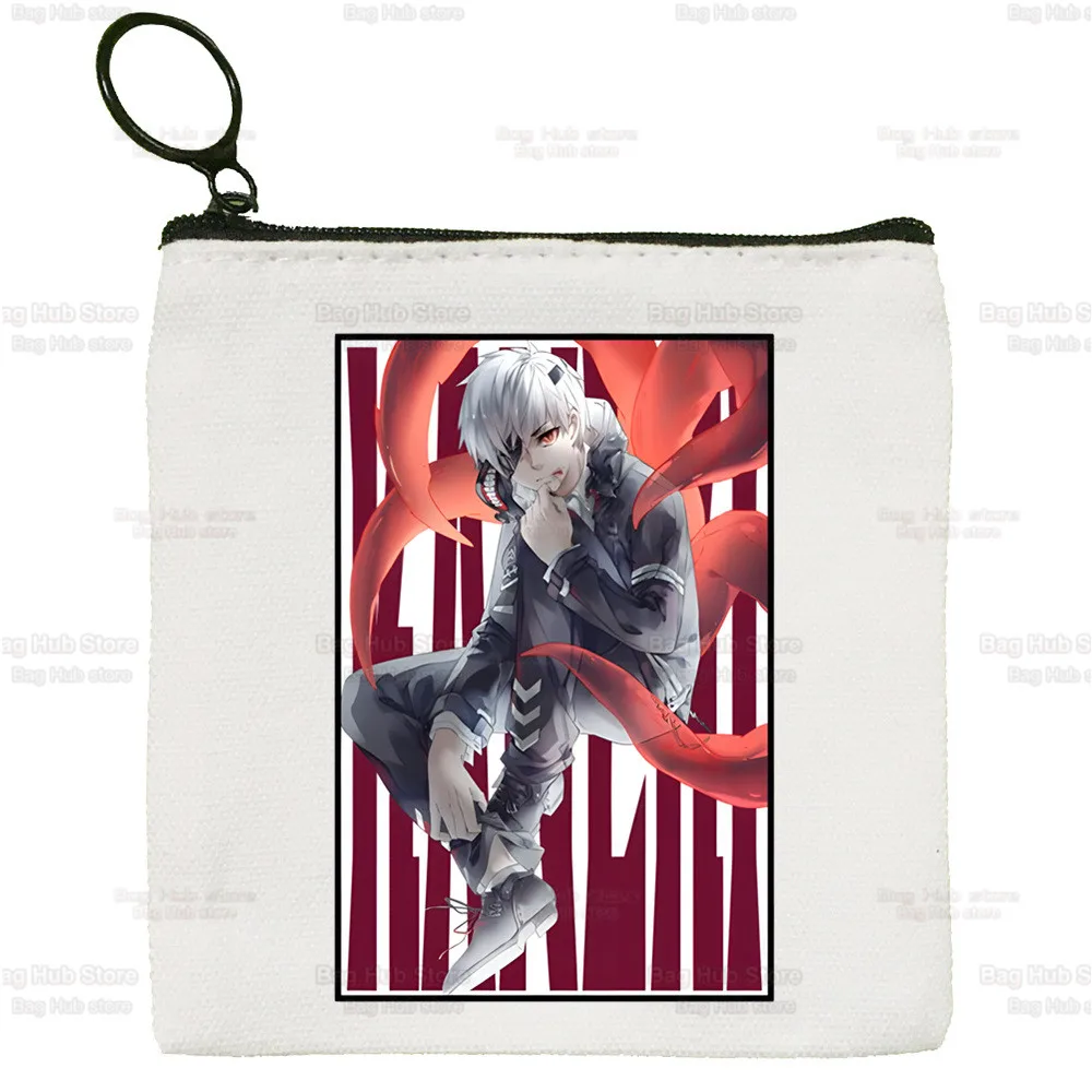 Anime Tokyo Ghoul Kaneki Ken Cool Manga Canvas Coin Purse Custompattern Logo Storage Pouch Canvas Bag Coin Bag Key Coin Purse