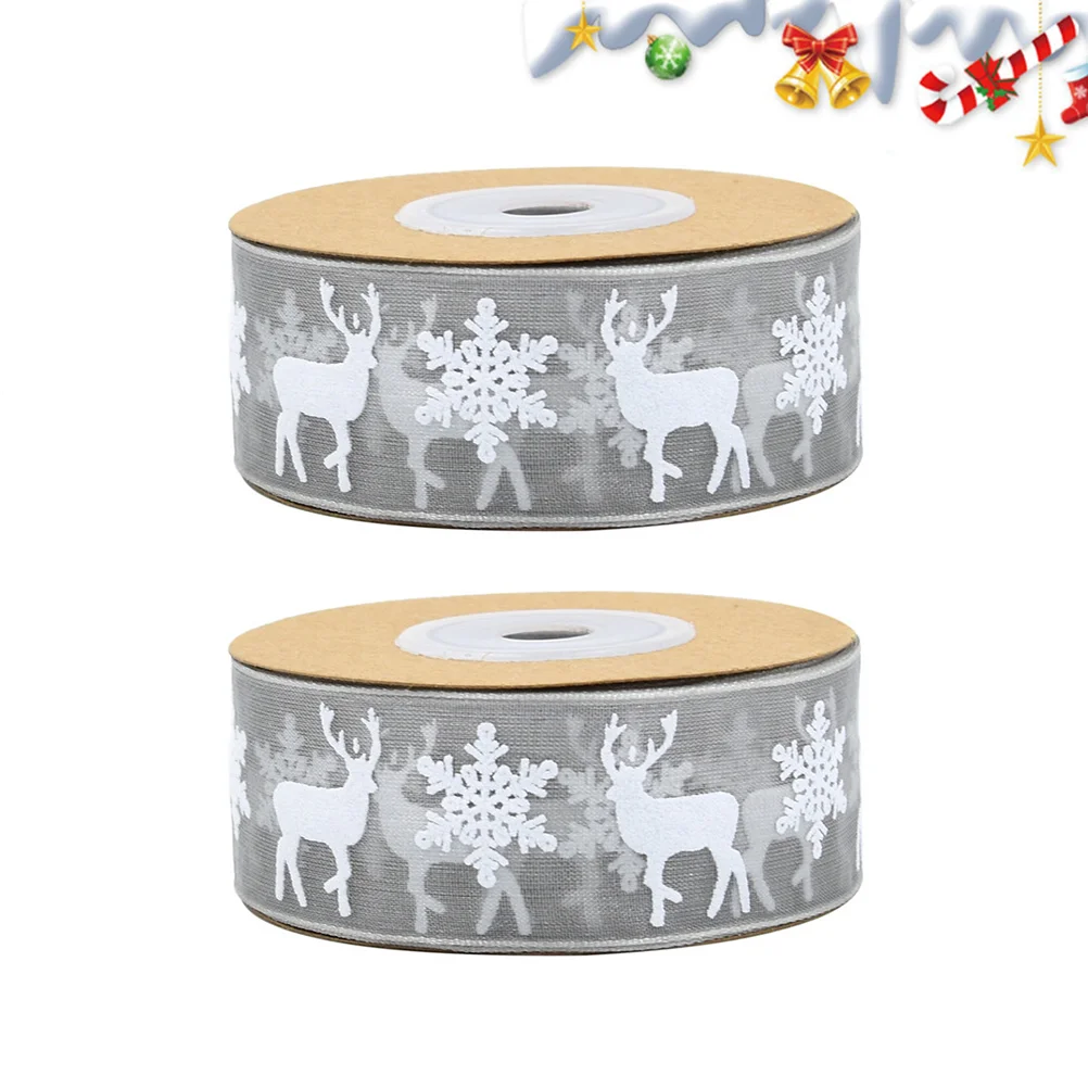 

2 Roll Xmas Ribbons Beautiful Gift Wrapping Ribbons Gift Riband for Store Shopping Mall