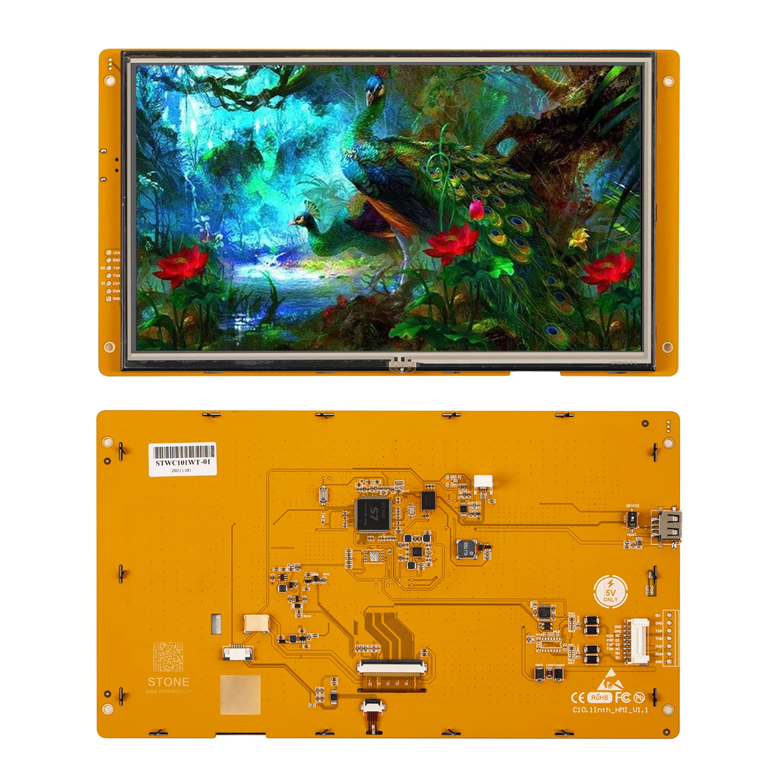 10.1 Inch HMI Color TFT LCD Touch Screen with Controller and Program + UART Series Interface