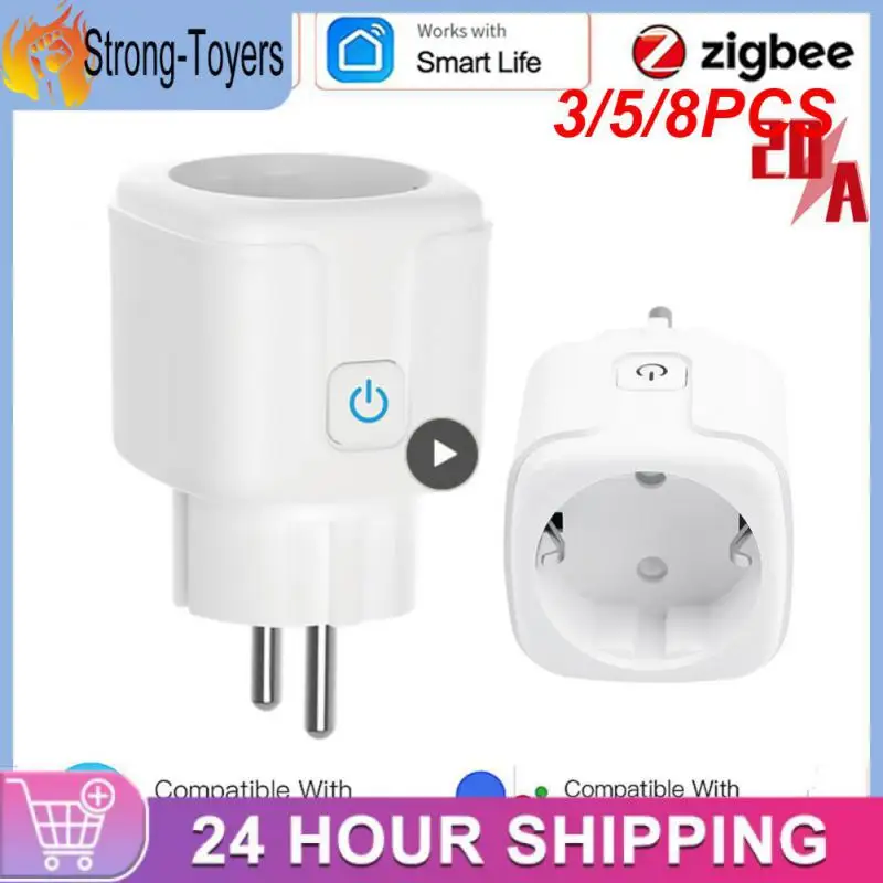 

3/5/8PCS Wireless Smart Plug Timer Voice Contro Smart Power Socket Remote Control 20a Tuya Smart Home Zigbee Outlet Eu Plug