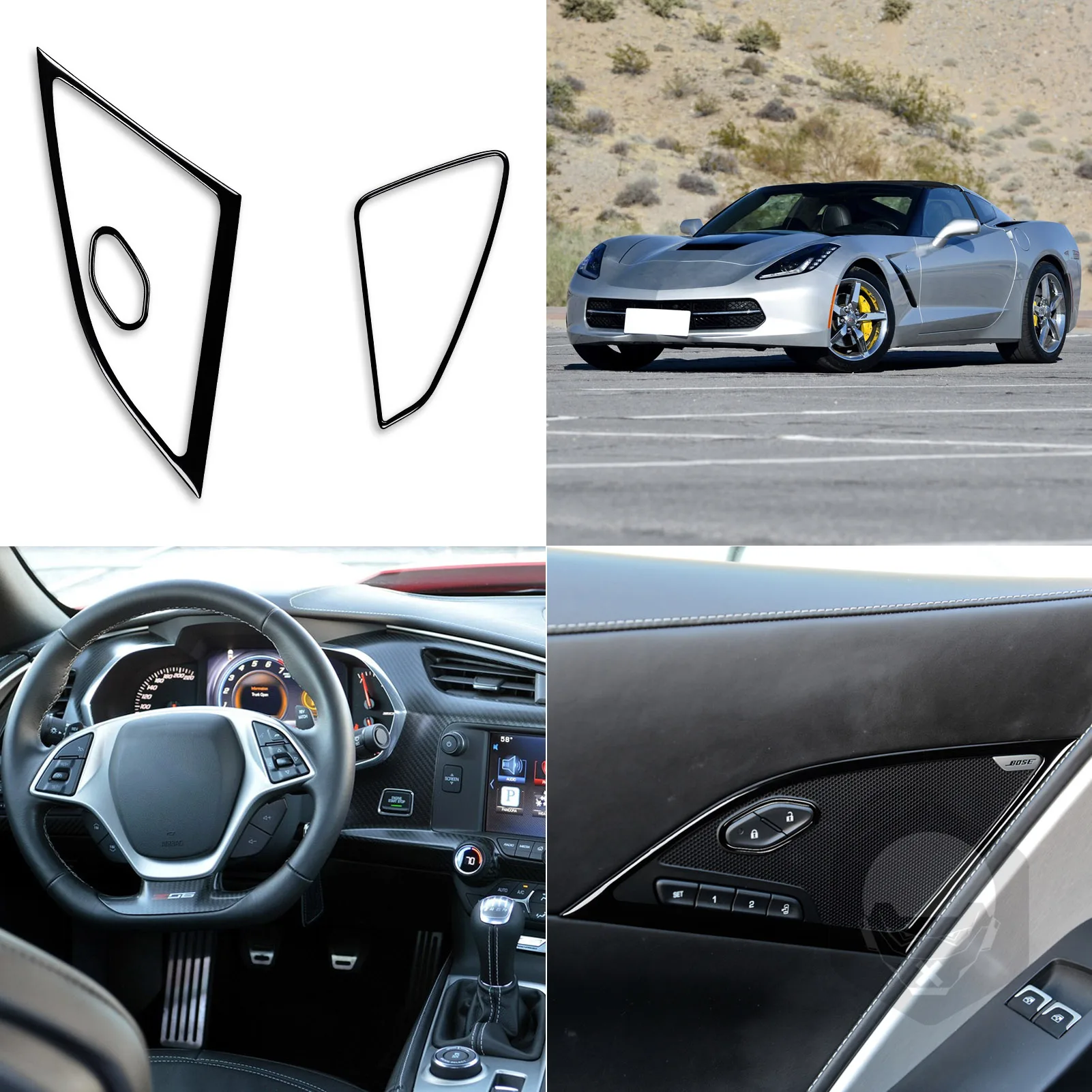 

Декоративная рамка для дверного динамика, наклейка для Chevrolet Corvette C7 2014 2015 2016 2017 2018 2019, автомобильные аксессуары, черный АБС-пластик