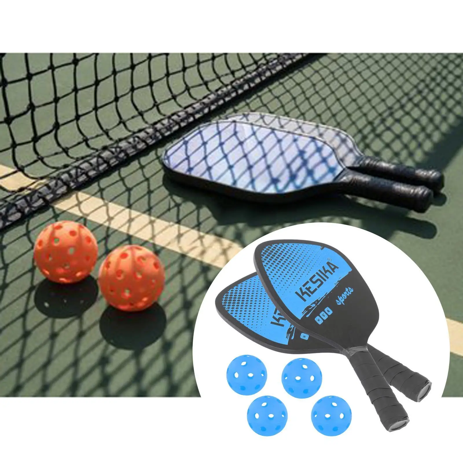 Комплект рекеток для пиклбола из 2 шт. с 4 мячами и переносной сумкой для взрослых женщин и мужчин на открытом воздухе.