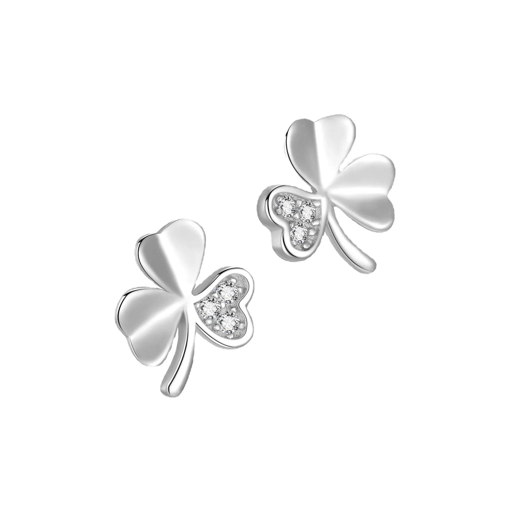 Fashion Stainless Steel Lucky Leaf Stud Earrings for Women Men Gold Color Zircon Pendant Charm Wedding Party Jewelry Gifts