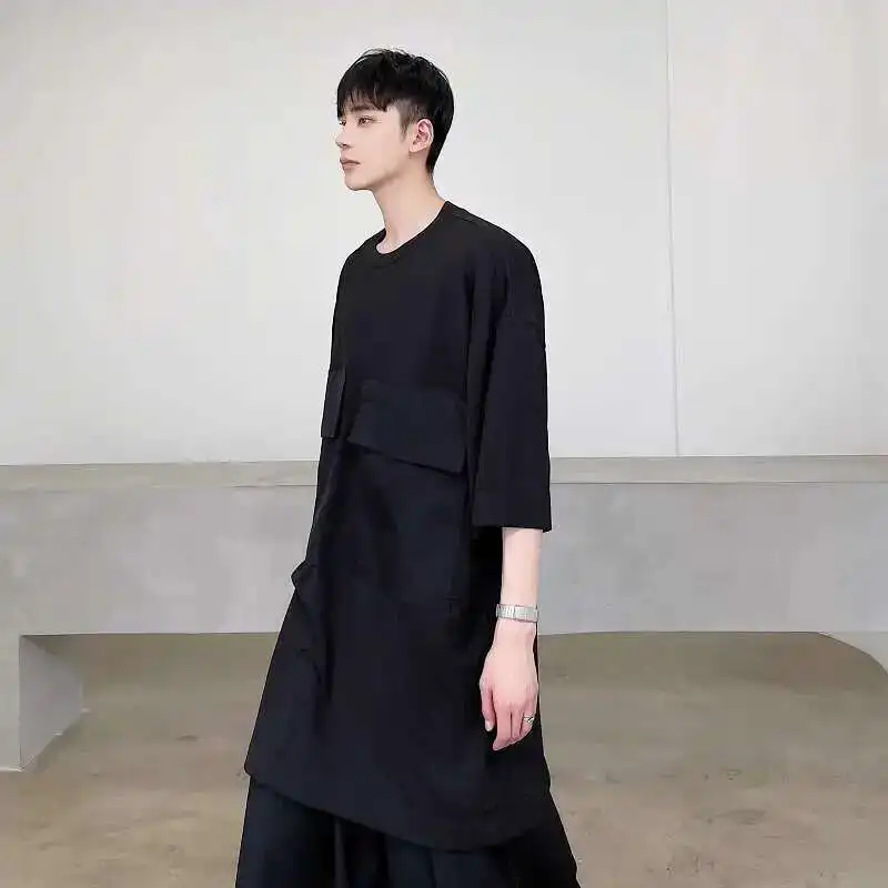 Мужские футболки летняя мода 2025 года дизайн с большими карманами модная одежда