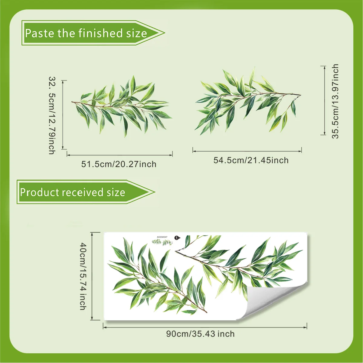 

ПВХ наклейки на стену "Зеленые листья"