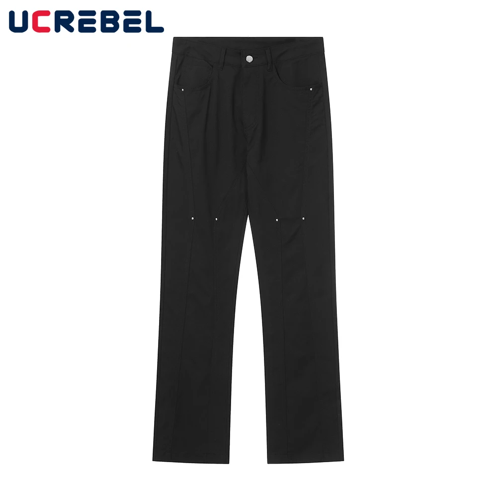 

Брюки мужские Плиссированные повседневные, уличная одежда, свободные прямые штаны с бусинами