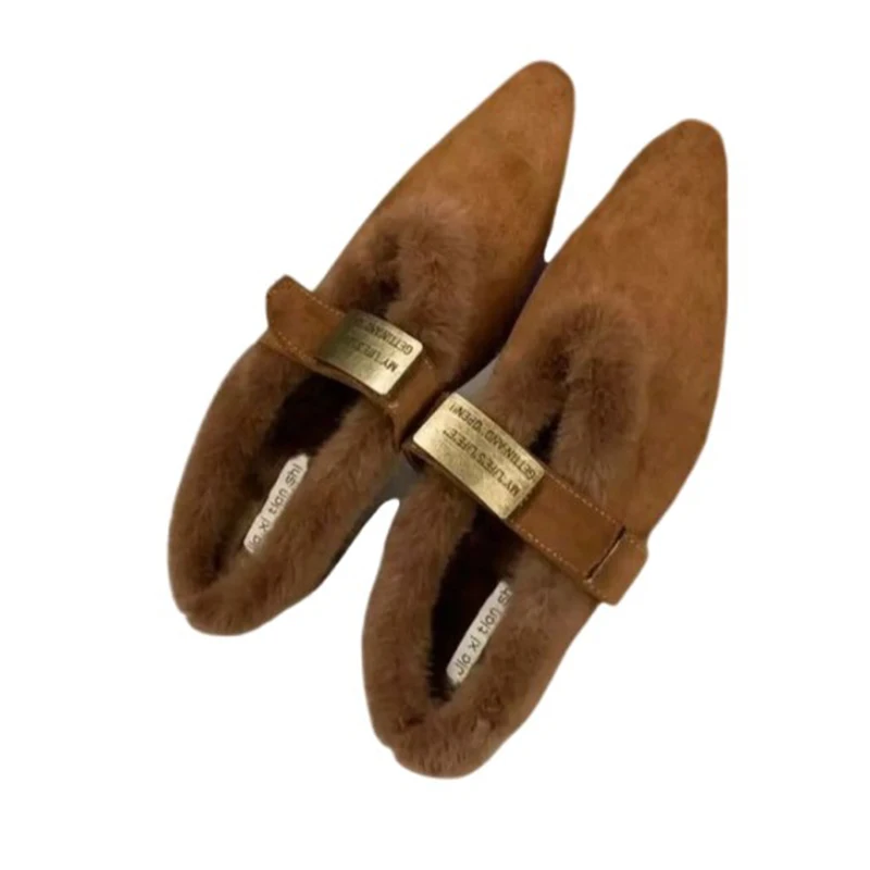 Туфли на плоской подошве с леопардовым мехом. Повседневные дизайнерские туфли