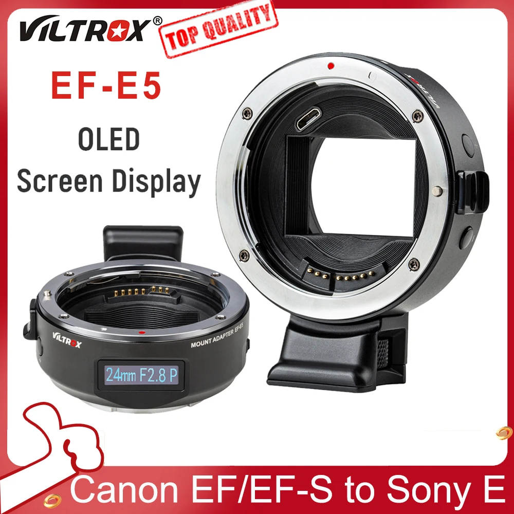 

Viltrox EF-E5 Auto Focus Lens Adapter Ring OLED Display for Canon EOS EF EF-S Mount Lens to Sony E Mount Cameras