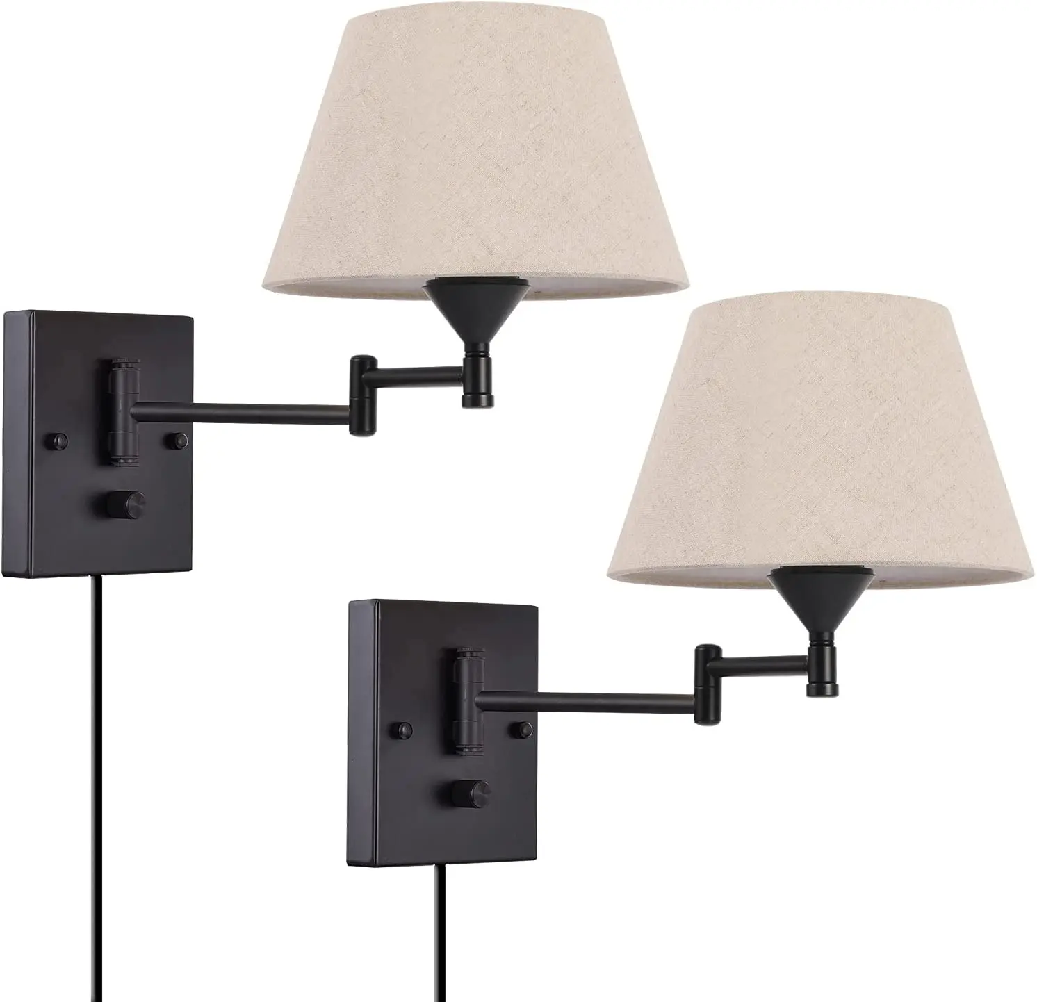 2 wall lamps (adjustable rocker arm   with power cord plug) bedroom curtain