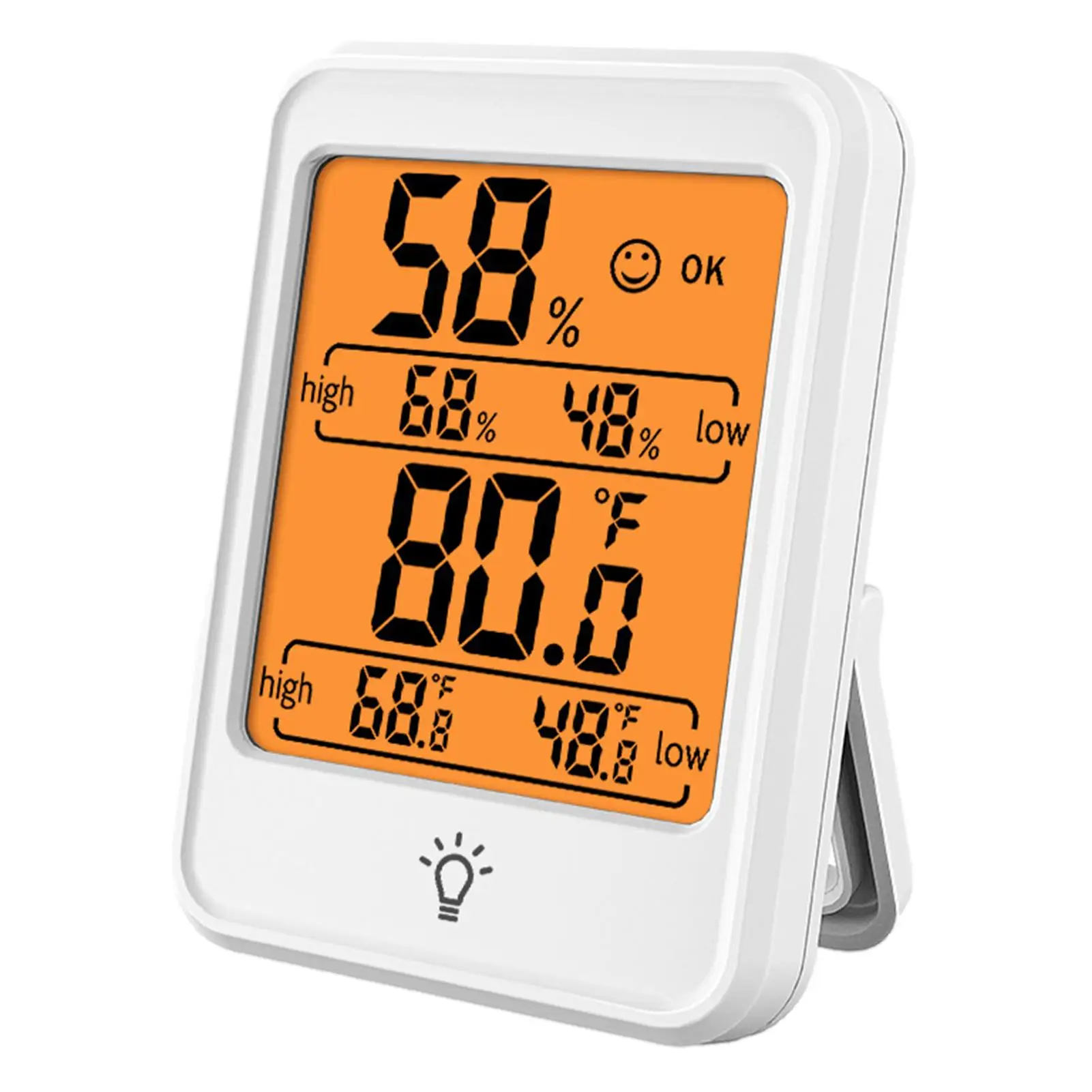 

Цифровой комнатный термометр для помещений, точный измеритель влажности и температуры с подсветкой, удобные значки, запись макс.-мин.