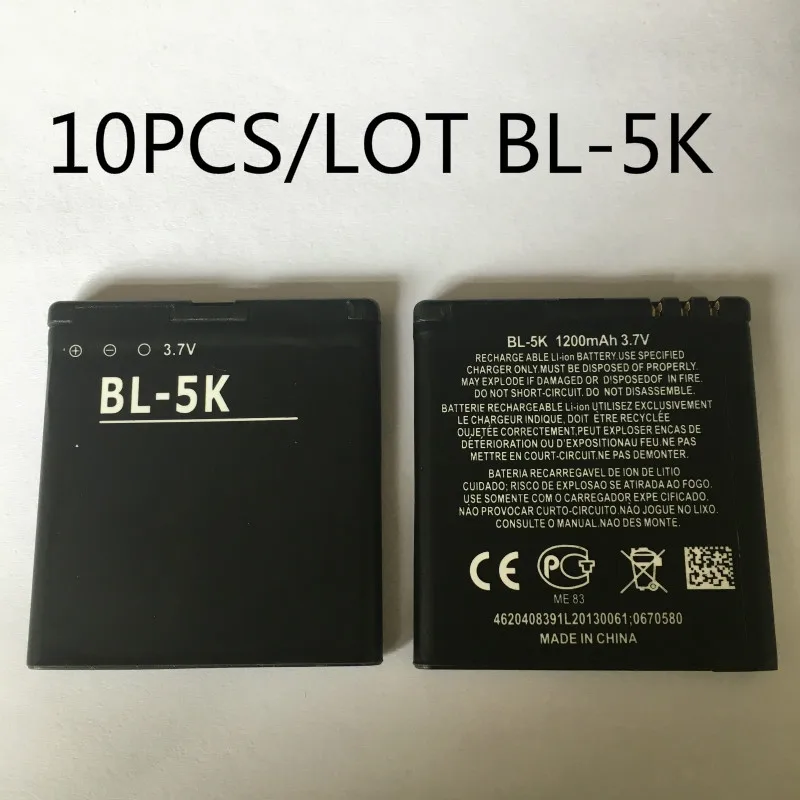 10 قطعة/الوحدة bateria BL-5K استبدال البطارية لنوكيا N85 N86 C7 C7-00 X7 X7-00 بطارية 5K bl5k