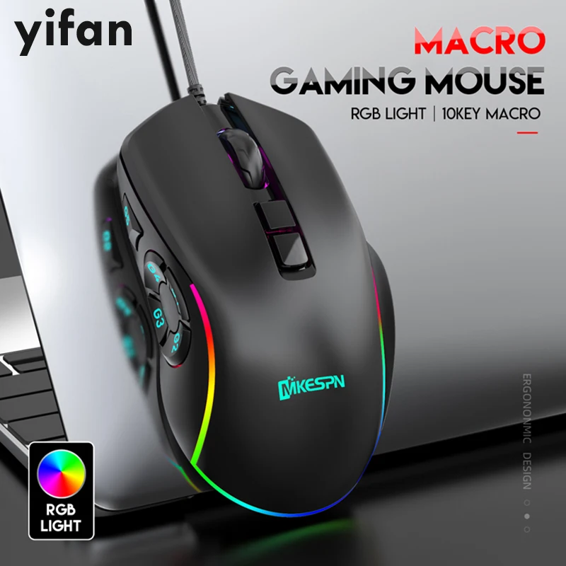 

Wired Game Mouse, Gaming Mouse LED Multi-Color Light, Adjustable DPI upto 7000, On-Board Memory, for Windows Gaming / Office