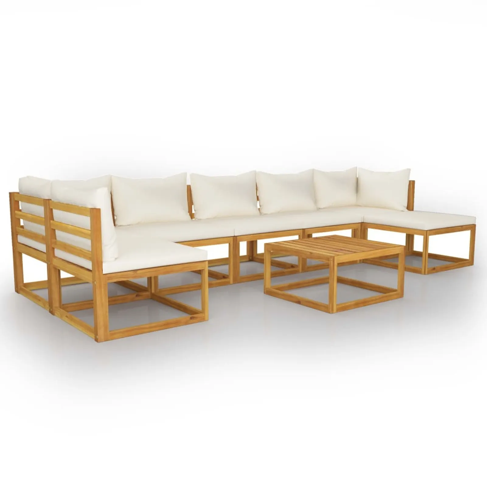 

8 Piece Garden Lounge Set with Cushion Cream Solid Acacia Wood
