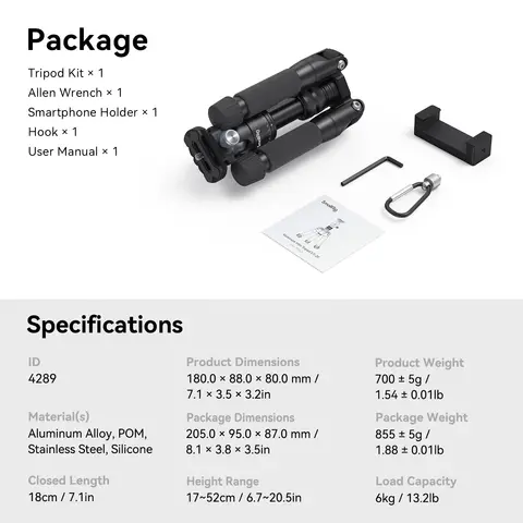 SmallRig алюминиевый штатив VT-20
