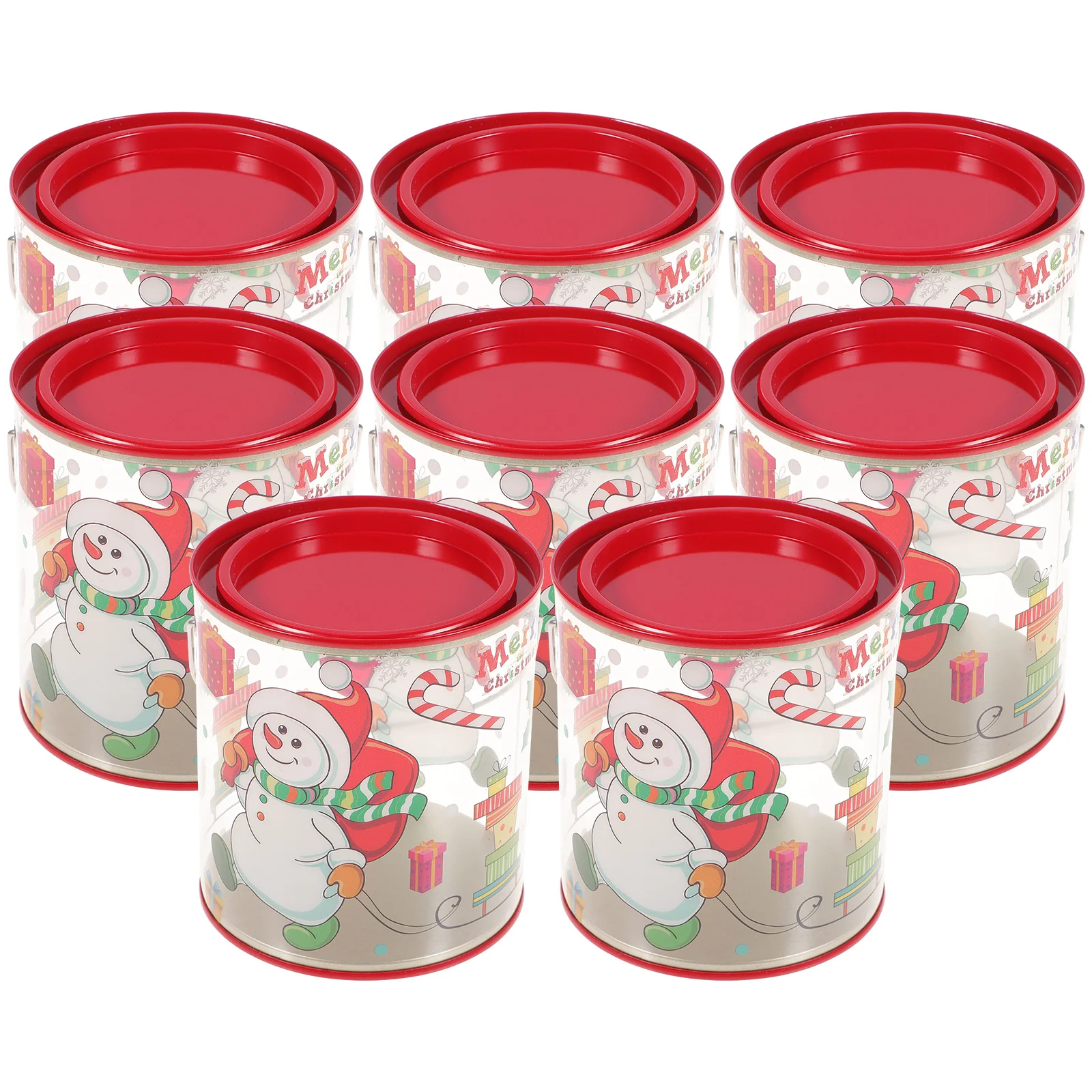 

Food Packing Canister Christmas Treats Bucket Empty Candy Tin Popcorn Box Party Favors Jar Gift Box Handle Holiday Favors