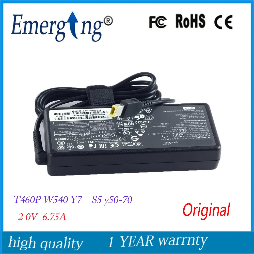 Новый оригинальный адаптер для ноутбука Lenovo Ideapad Y50 20 в 135 а Вт USB 15 дюймов