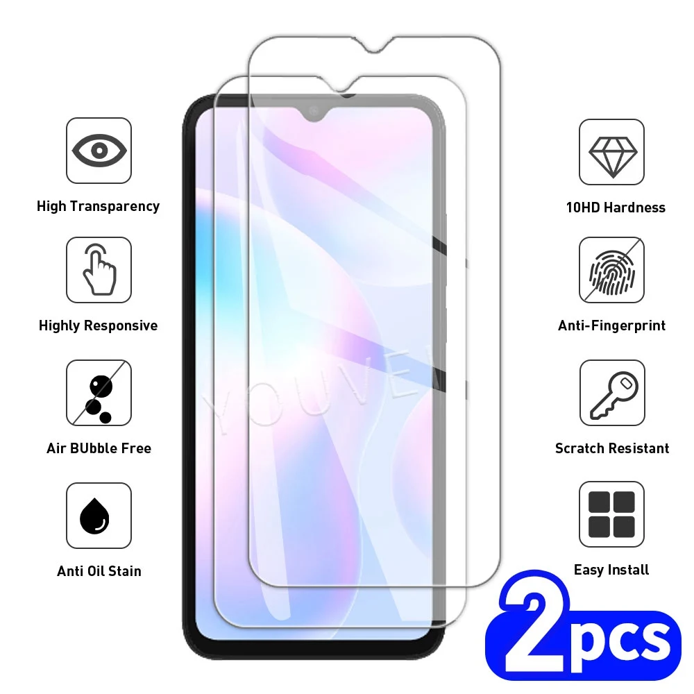 

2Pcs Tempered Glass For Xiaomi Redmi 9A 9 9T 9AT 9C Screen Protector For Redmi 9C NFC Glass Protective Phone Film Scratch-Proof
