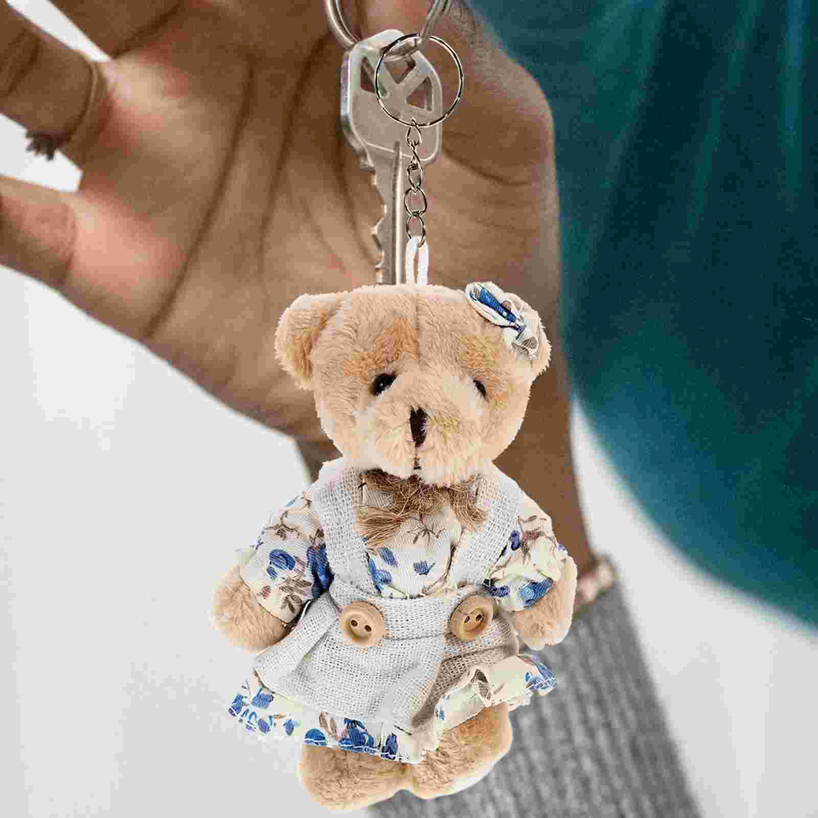 

6 pcs Bear Keyring Aesthetic Keychain Kids Party Favor Cartoon Backpack Pendant