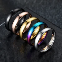 4mm colorful smooth stainless steel lover couple wedding band rings for women men charm jewelry gift