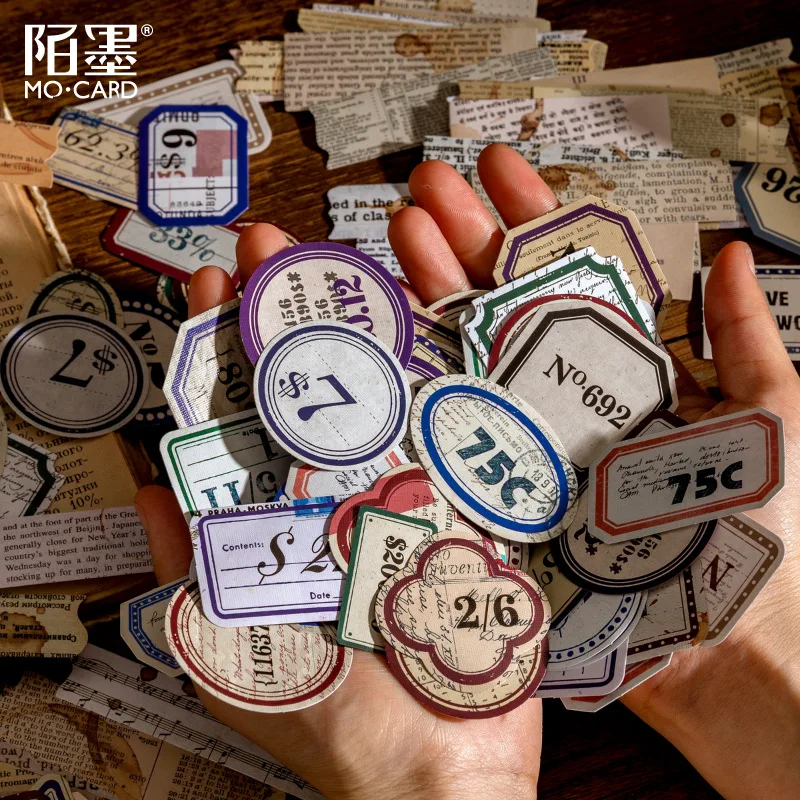 100 шт. милых наклеек с цитатами на антикварной тематике для творческого дневника, для использования в скрапбукинге и декорировании.