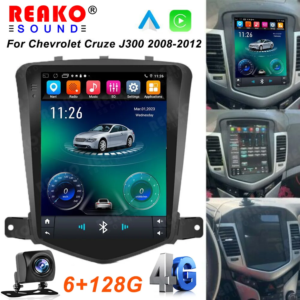 

Автомобильный радиоприемник реакosound Android 12 для Chevrolet Cruze J300 2008-2012 мультимедийный видеоплеер GPS-навигация стерео 6 + 128G Carplay