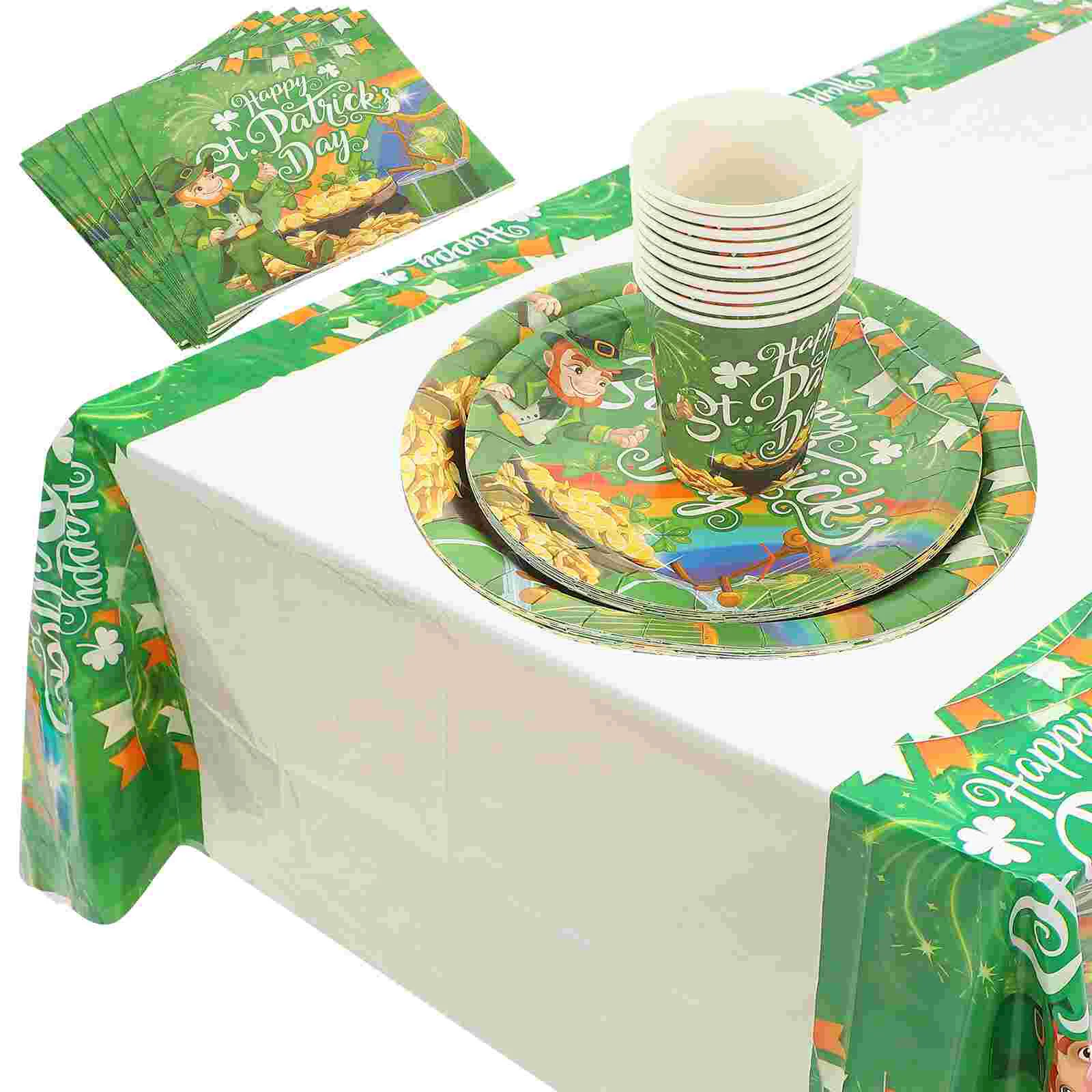 

Day Tableware Green Decor Clovers Decor Cup Shamrock Placemats Paper Clovers Tableware Decoration