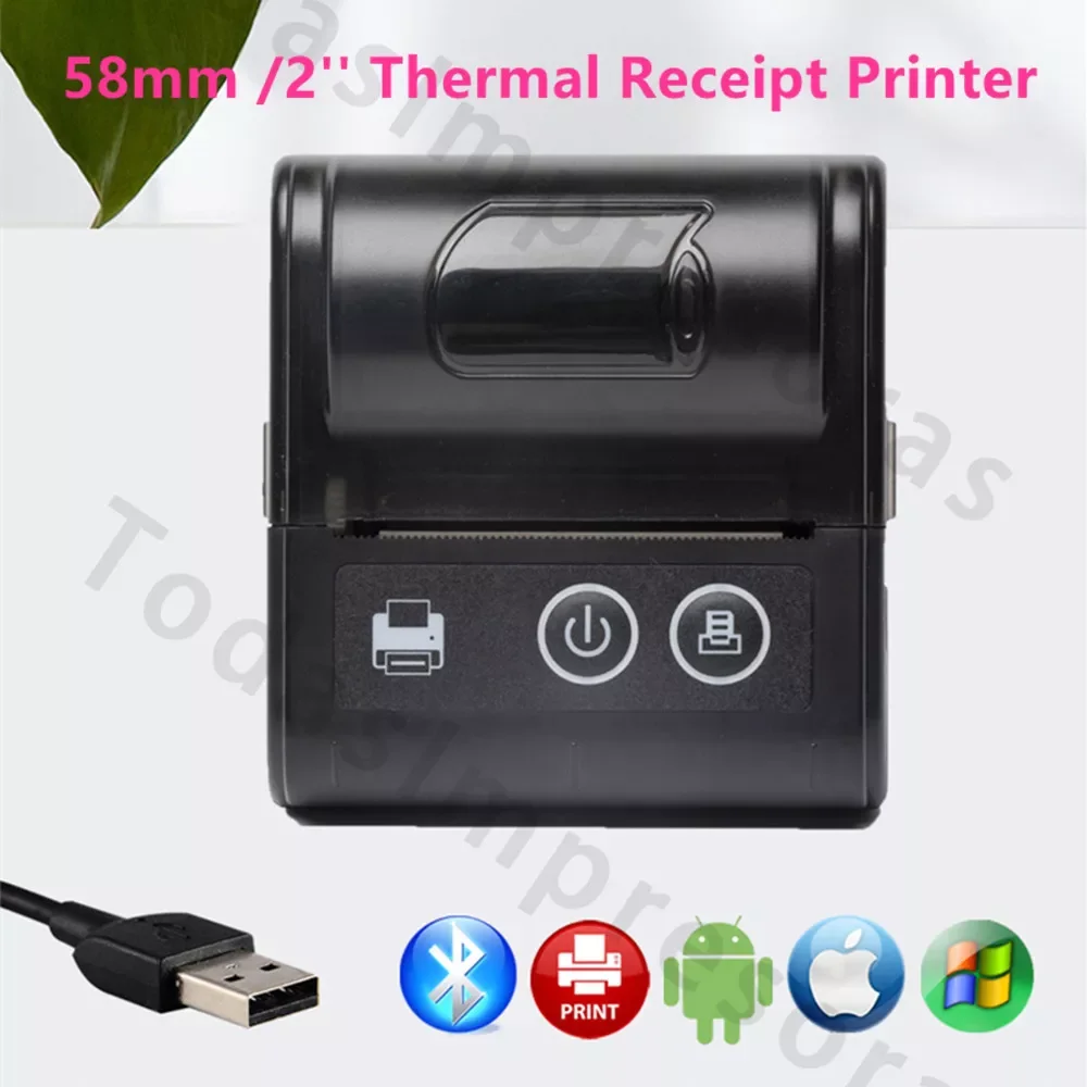 

Mini Thermal Printers 58mm 2 inch Wireless USB Receipt Bill Ticket Printer Paper for iOS Android Mobiles Windows Mac Computer PC